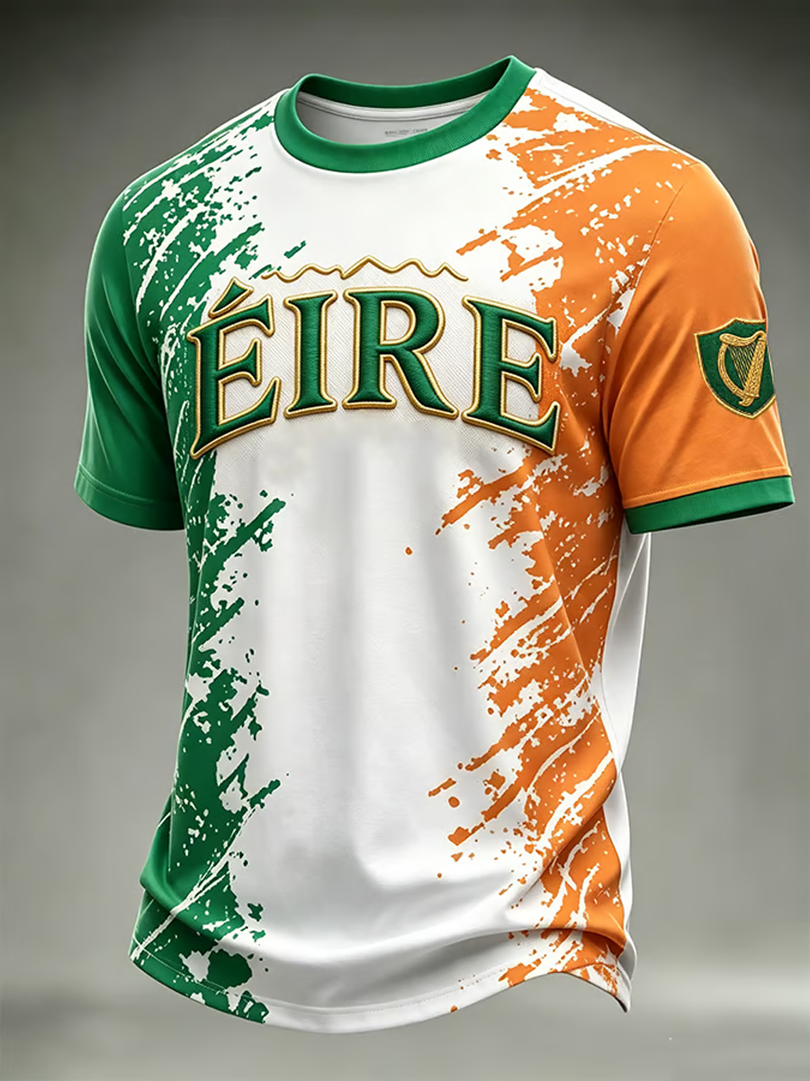 Men's Irish patriotic cultural print short sleeves t-shirt