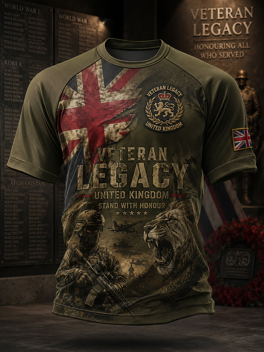 Men's Vintage Military-Inspired Graphic Raglan Short-Sleeve T-Shirt