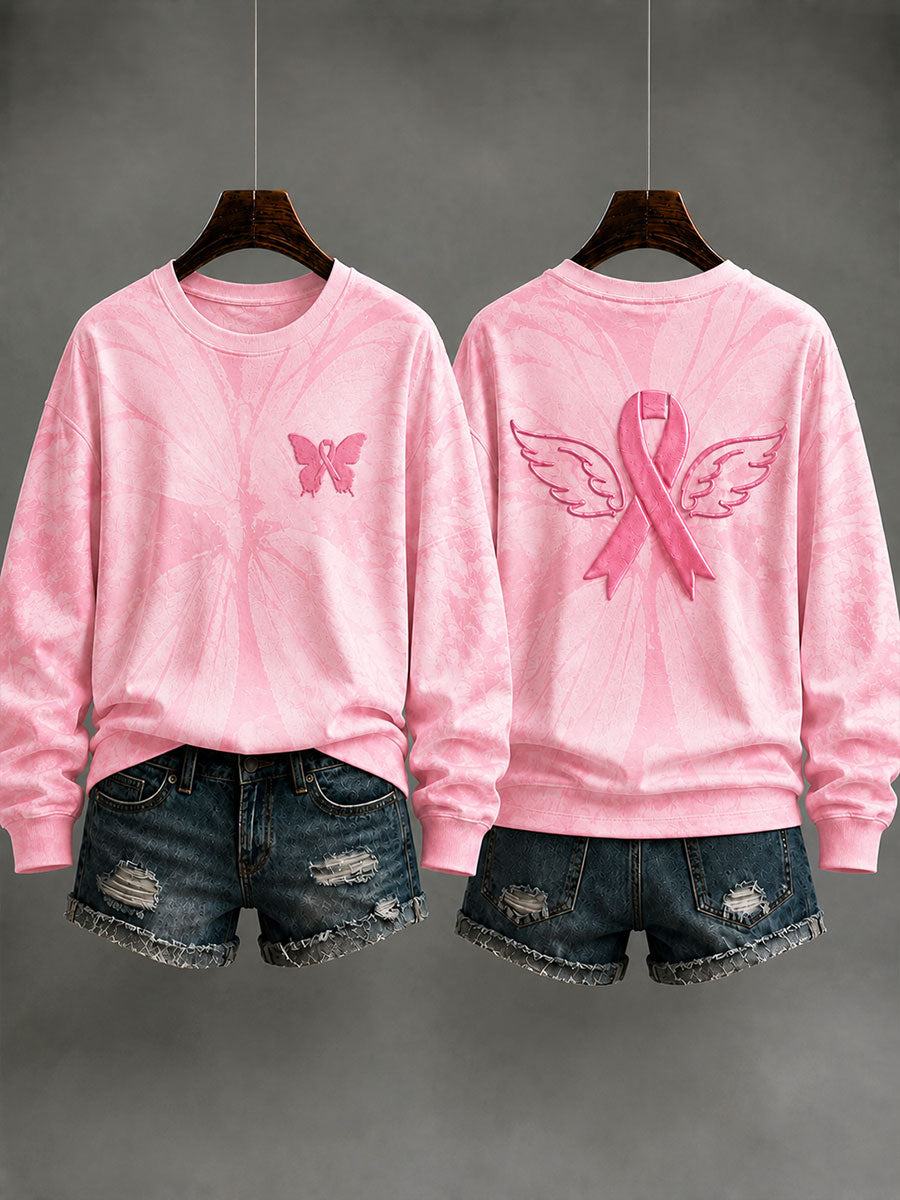 Women's Animal Print Breast Cancer Prevention Regular Sweatshirt