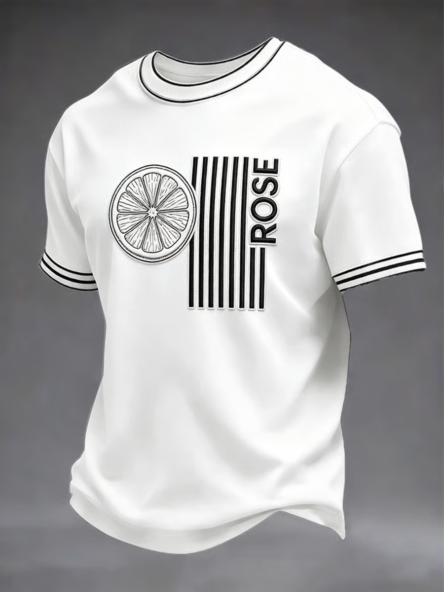 Men's Lemon Roses Music Lover Printed short sleeves t-shirt