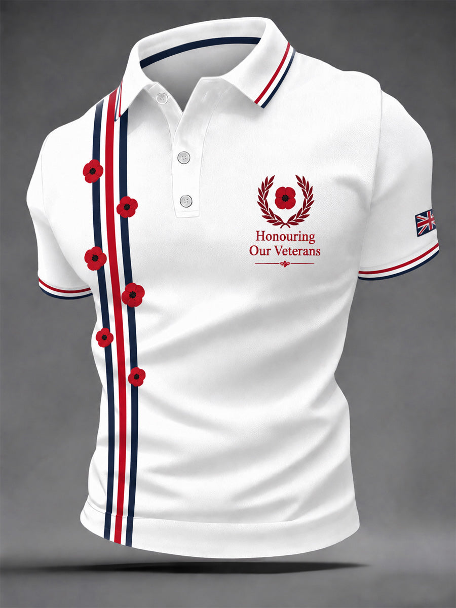 Men's British Veterans Memorial Print Casual Polo