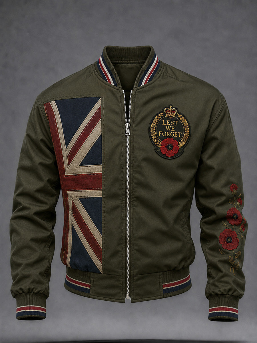 Men's Remembrance Day UK Flag Printed Monkey Jacket