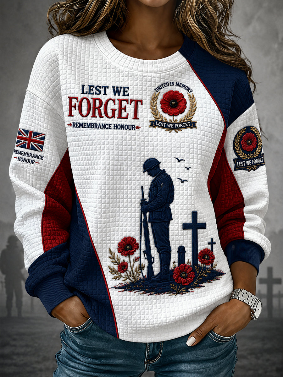 Women's Remembrance Day Print Waffle-Knit Long-Sleeve Top