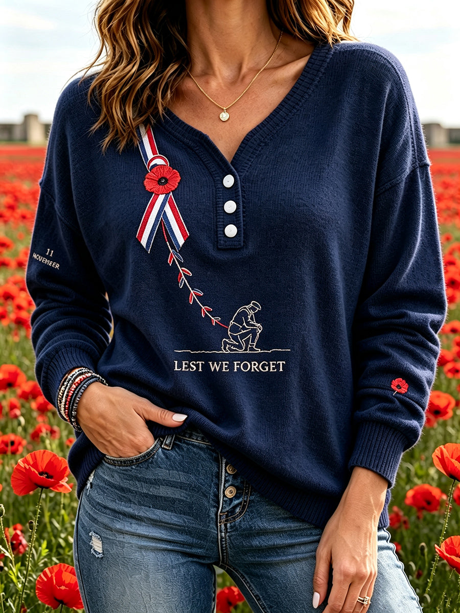Woman's Vintage British Rememberance Day-Themed Printed Shirt