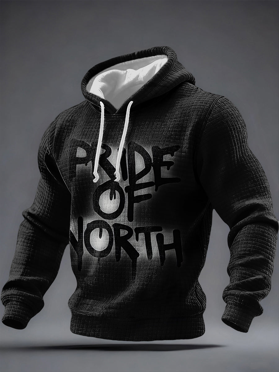 Men's Football Fan Print Geordie Checkered Cotton Hoodie