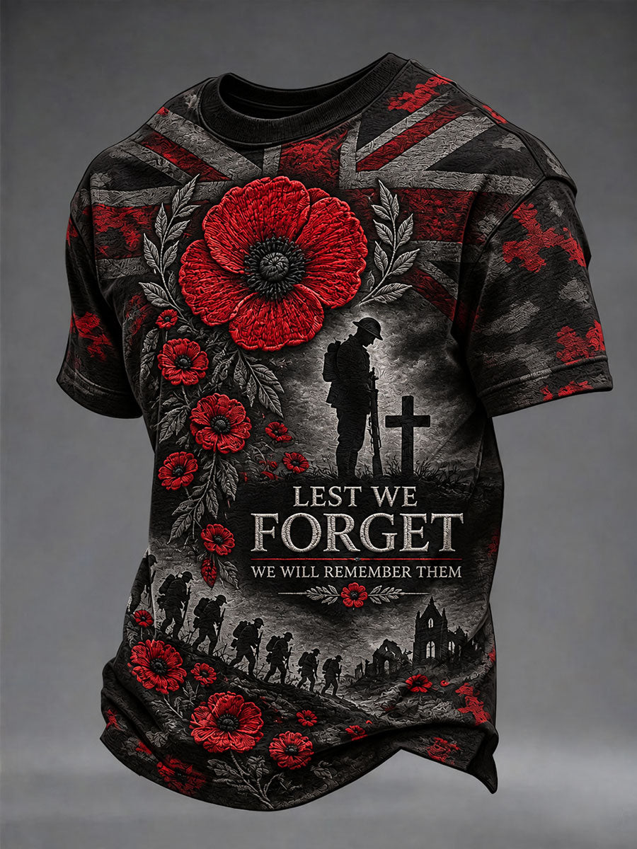 Men's Lest We Forget Print Short Sleeves T-shirt
