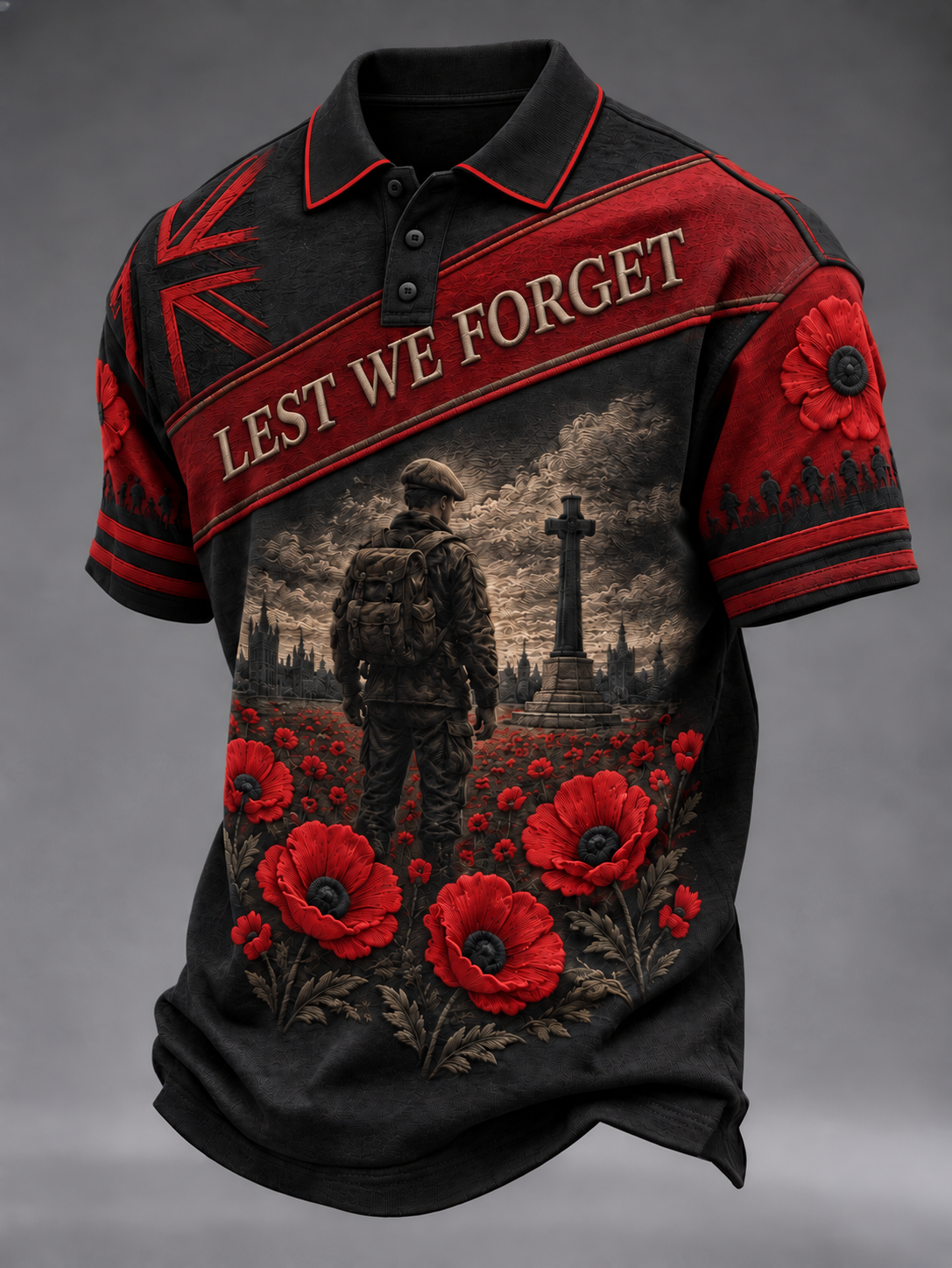 Men's Remembrance Day Lest We Forget polo shirt