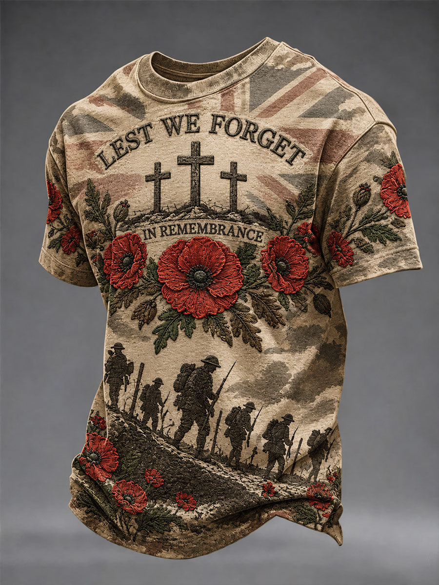 Men's Lest We Forget Print Short Sleeves T-shirt