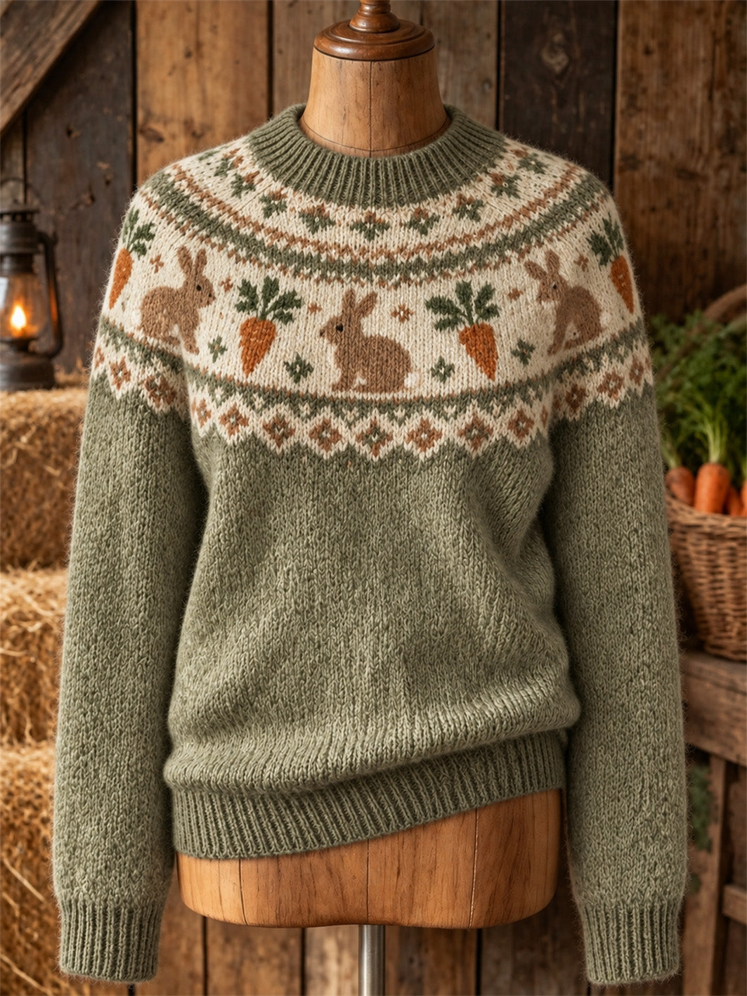 Women's cute rabbit pattern design casual long-sleeved sweater