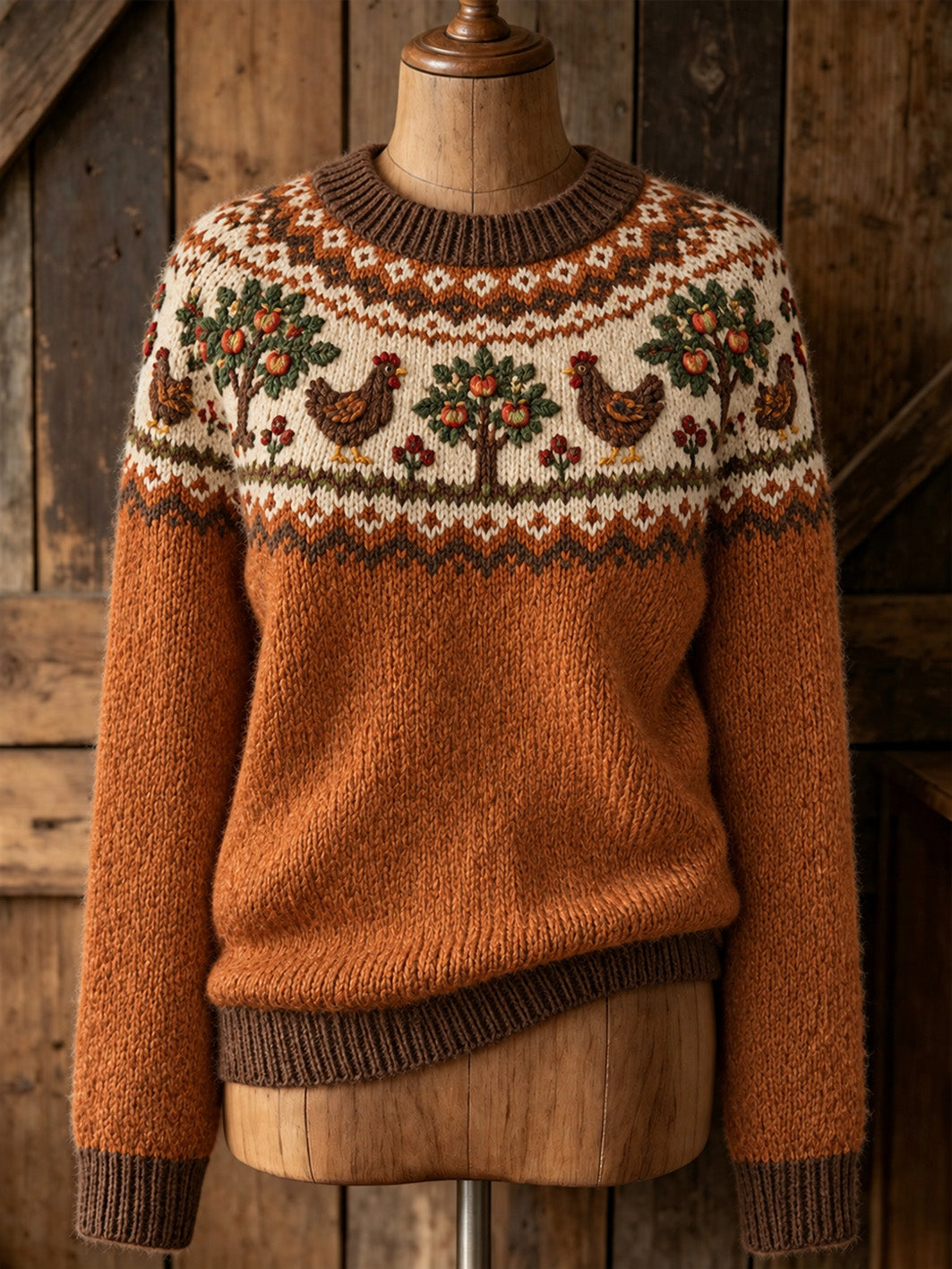 Women's farm animal pattern design casual long-sleeve sweater
