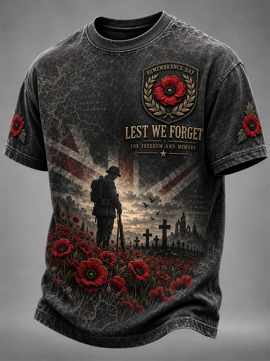 Men's Remembrance Day Lest We Forget Crew-Neck T-Shirt