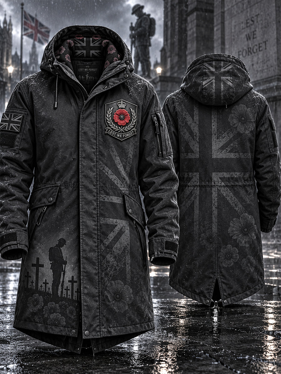Men's Remembrance Day Lest We Forget Long Coat
