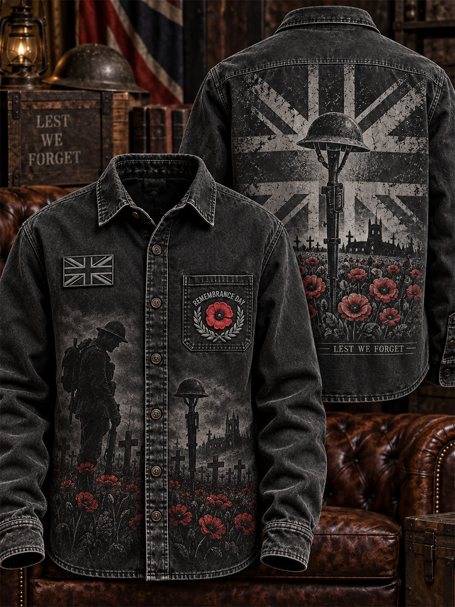 Men's Remembrance Day Lest We Forget Button-Down Jacket