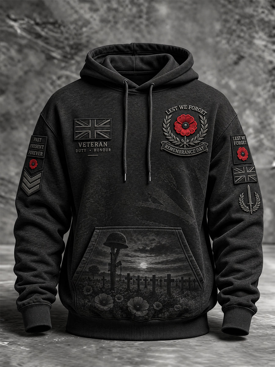 Men's Remembrance Day Lest We Forget Pocket Hoodie