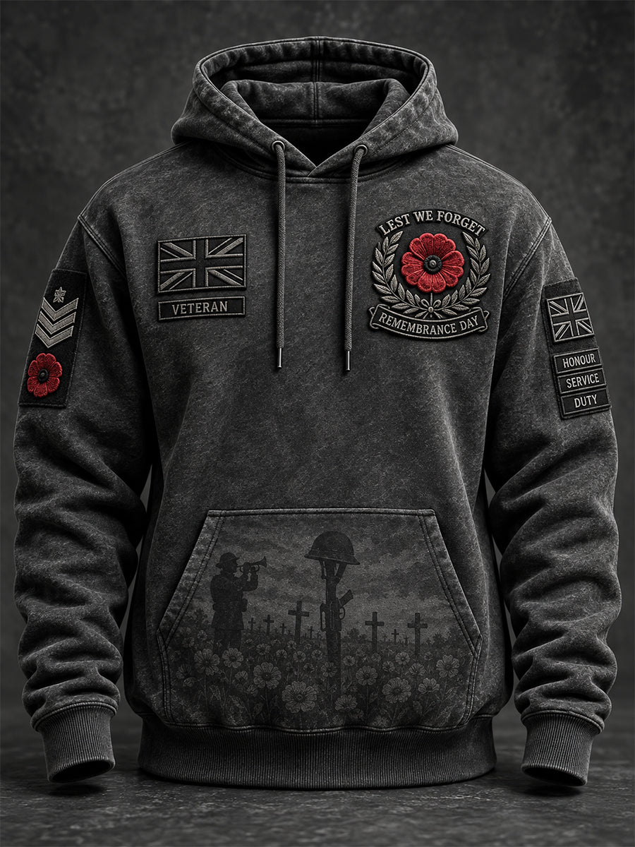 Men's Remembrance Day Lest We Forget Pocket Hoodie