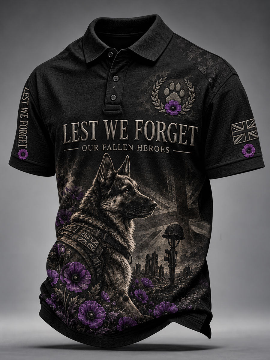 Men's Lest We Forget Military Dogs Print Shirt