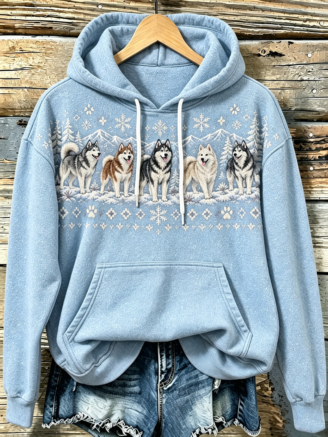 Women's cute puppy design pattern printed casual hoodie