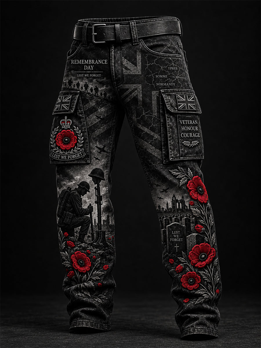 Men's Remembrance Day Lest We Forget Casual Work Trousers