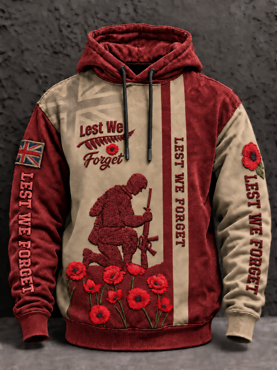 Men's Remembrance Day Lest We Forget Oversized Hoodie