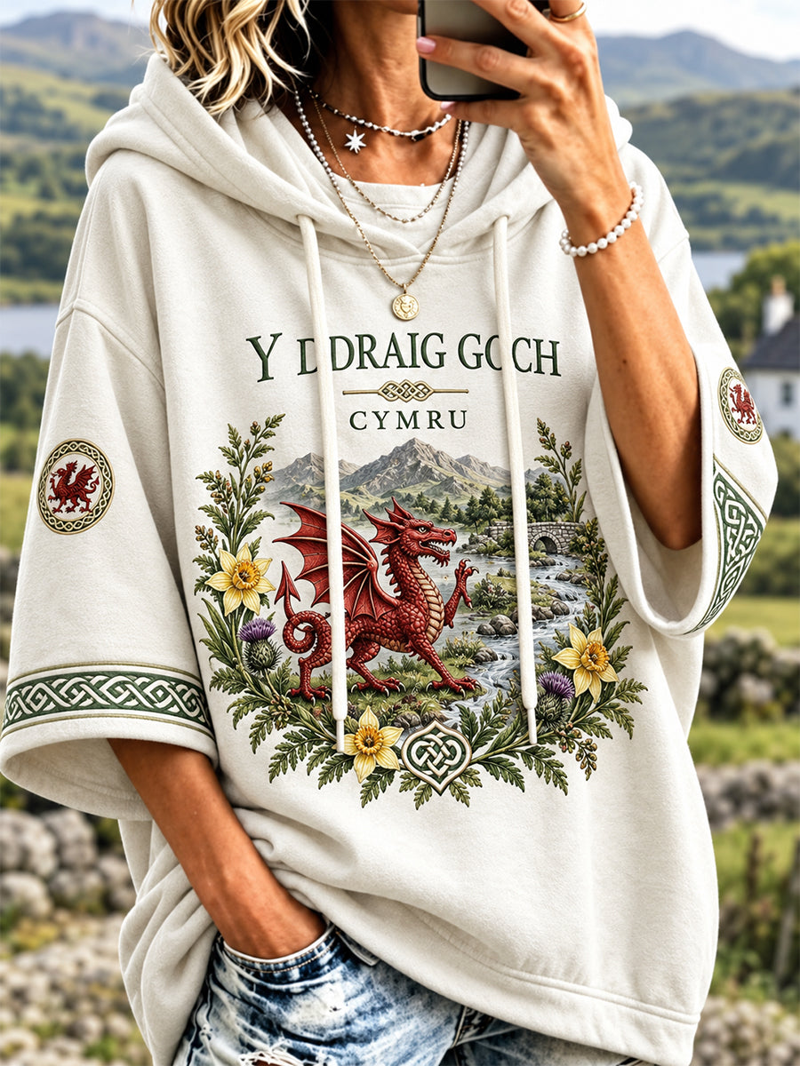 Women's Welsh Cultural Element Art Print Hooded Sweatshirt