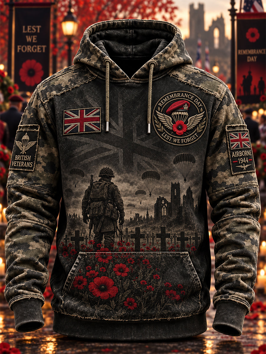 Men's Remembrance Day Lest We Forget Hooded Sweatshirt
