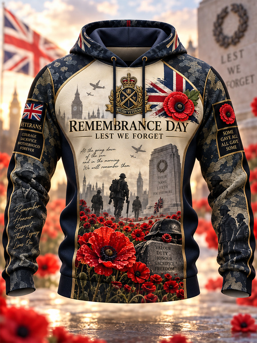 Men's Remembrance Day Lest We Forget Hooded Sweatshirt