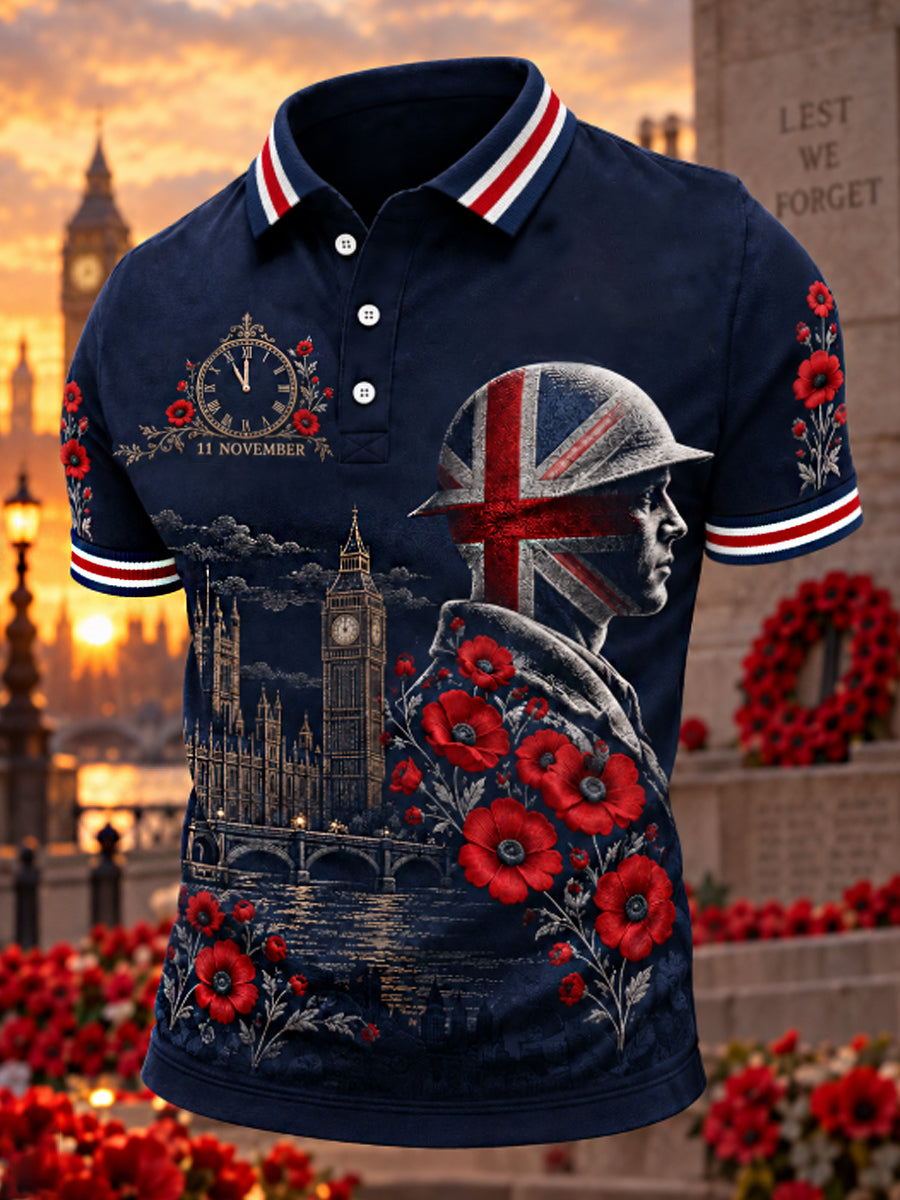 Men's Remembrance Day Lest We Forget polo shirt