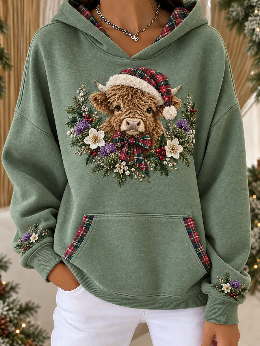 Women's Scotland Christmas Art Printed Hoodie