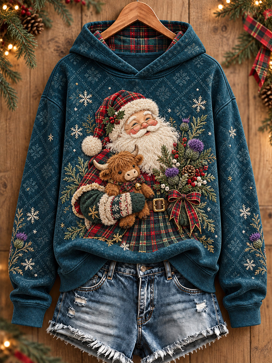 Women's Scotland Christmas Art Printed Hoodie