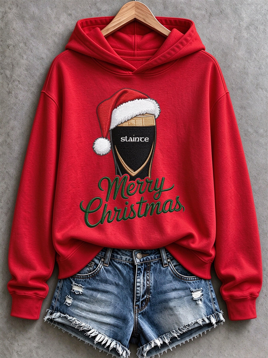 Women's Irish Christmas Print Casual Hoodie