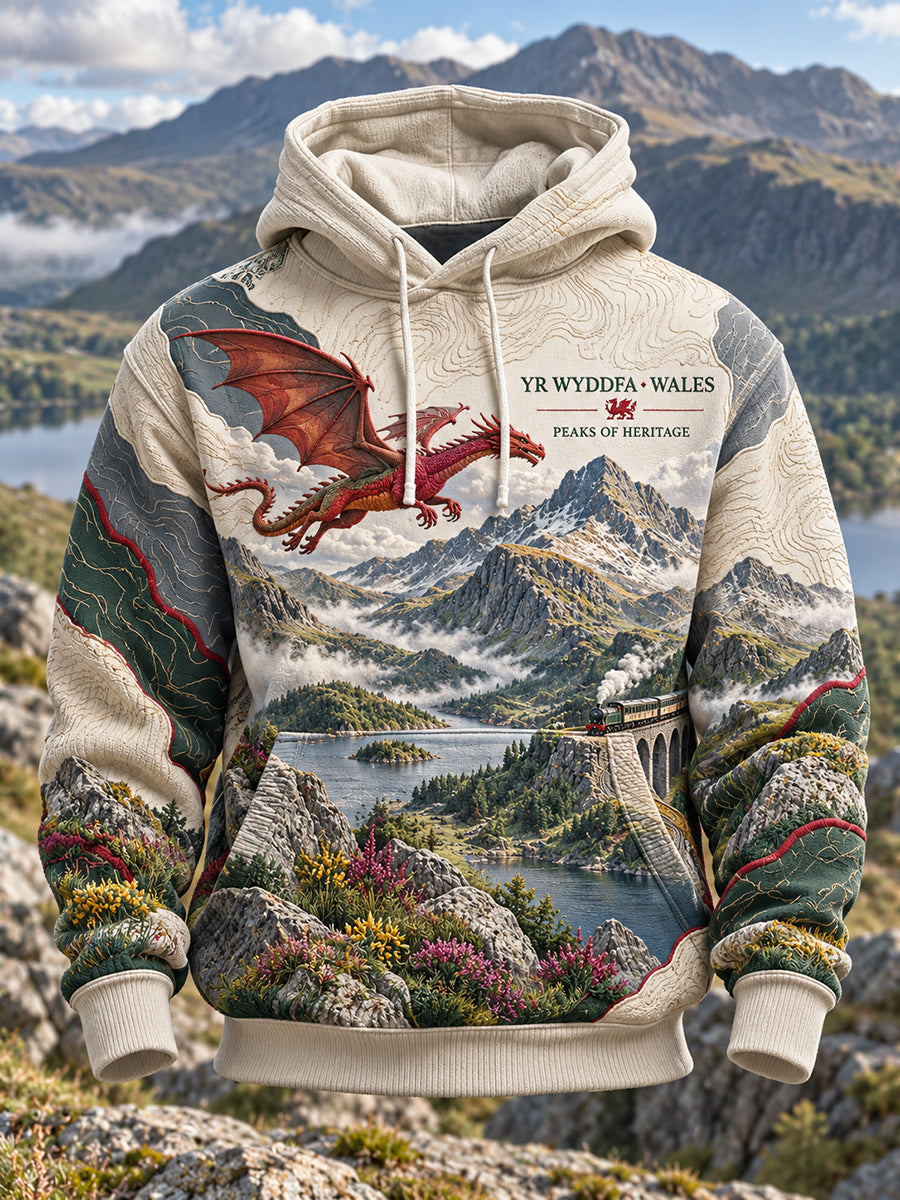 Men's British Wales Printed Graphic Hoodie