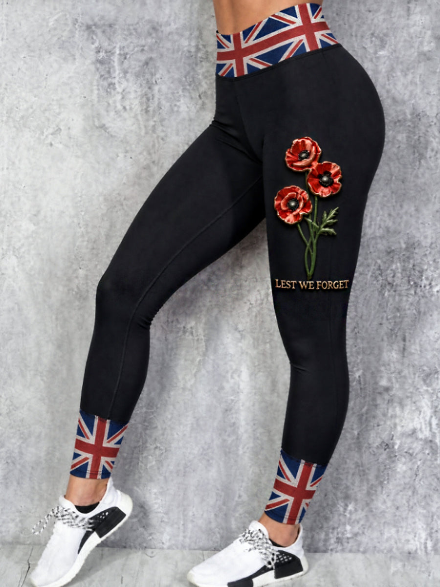 Women's Remembrance Day Lest We Forget High Waisted Leggings