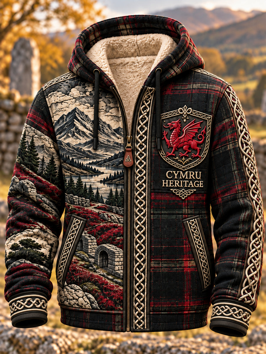Men’S Welsh CYMRU Flannel Hooded Jacket