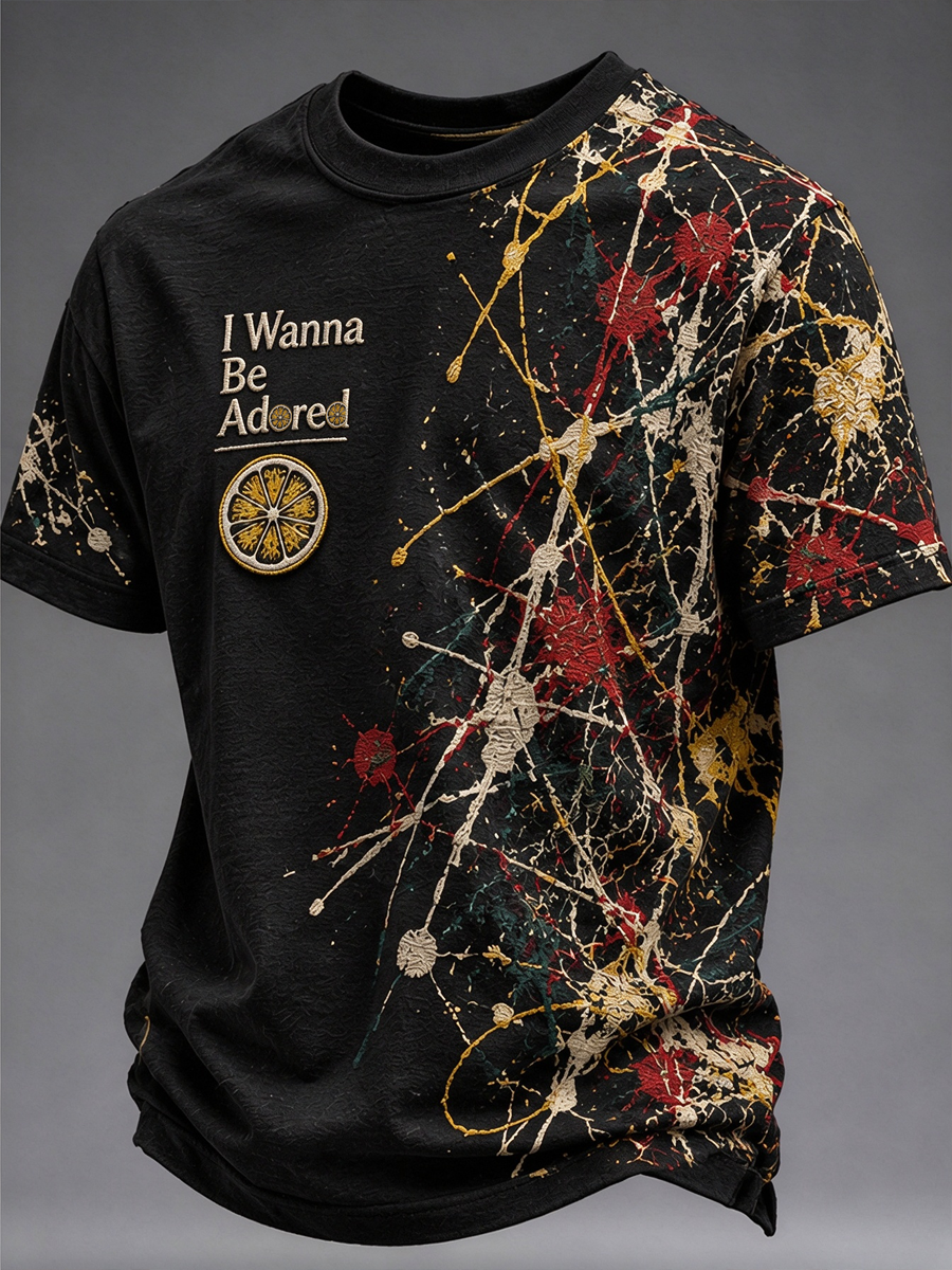 Men's Lemon Roses Music Lover Printed short sleeves t-shirt