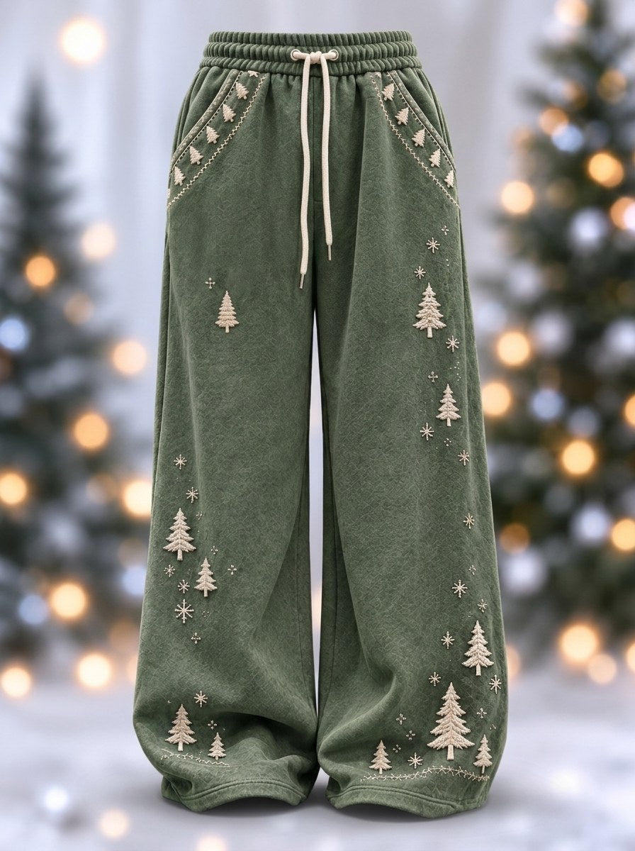 Women's Christmas Tree Print Casual Pants
