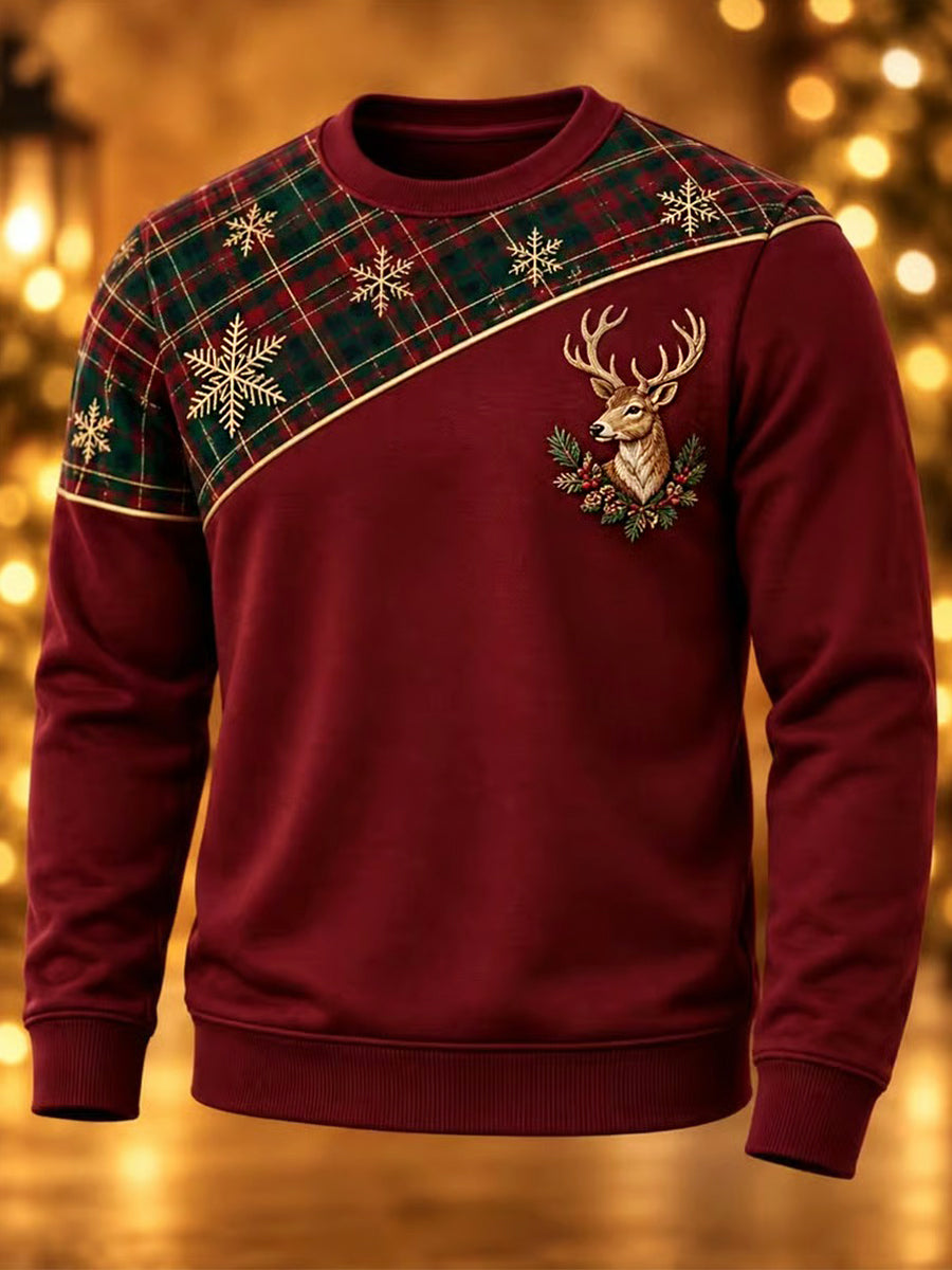 Men's Christmas Reindeer Print Casual Sweatshirt