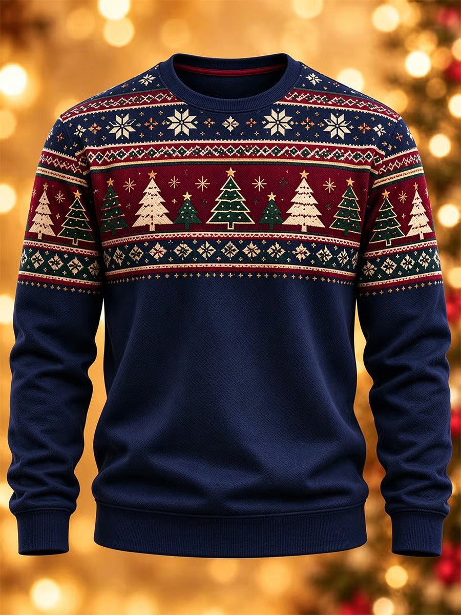 Men's Christmas Tree Print Casual Sweatshirt