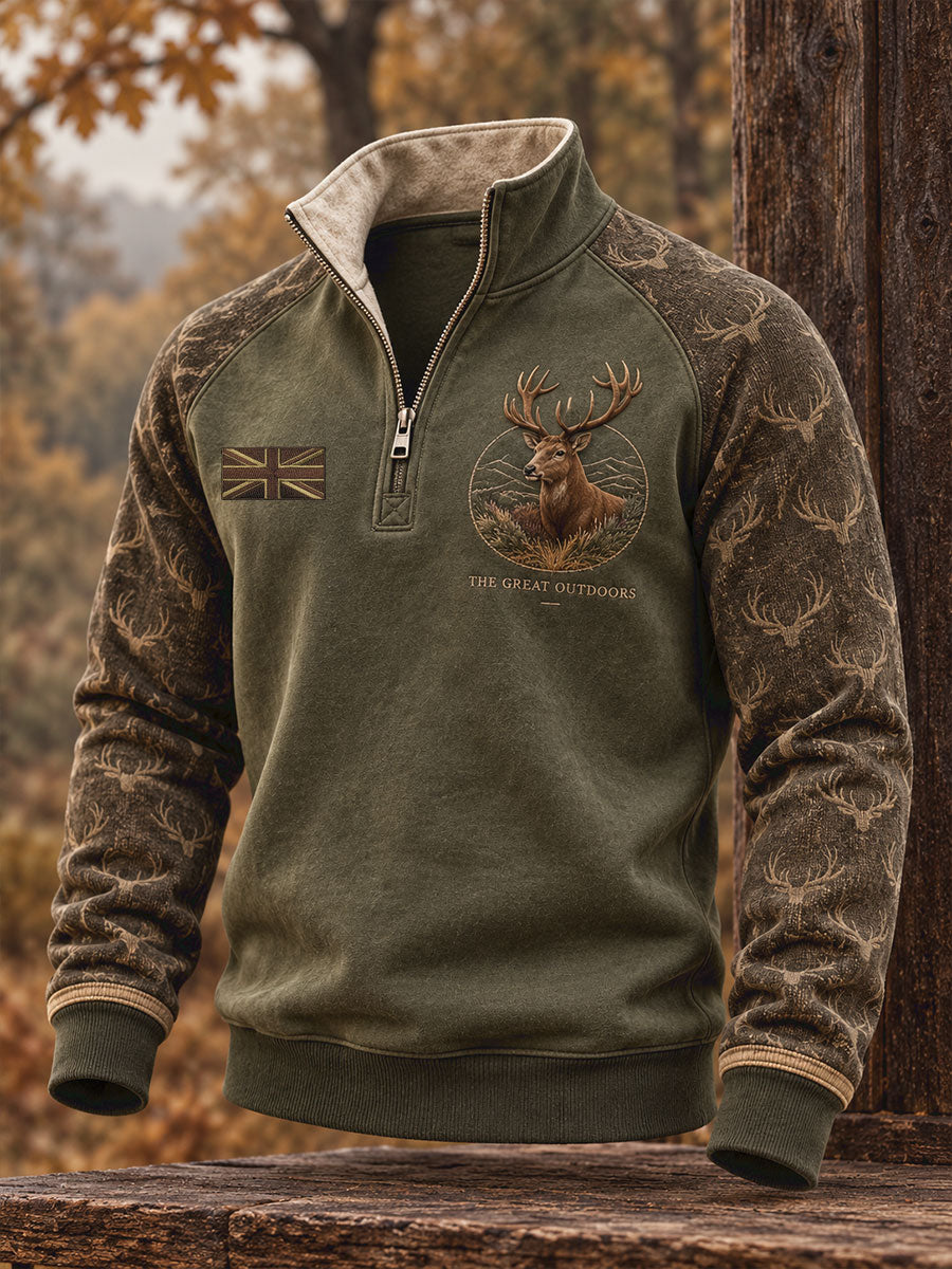 Men's Vintage UK Hunting Season Art Printed Sweatshirt