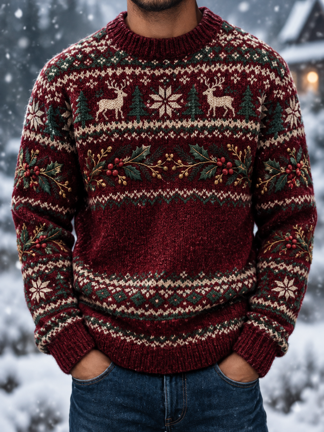 Men's Fair Isle British-style Christmas Sweater