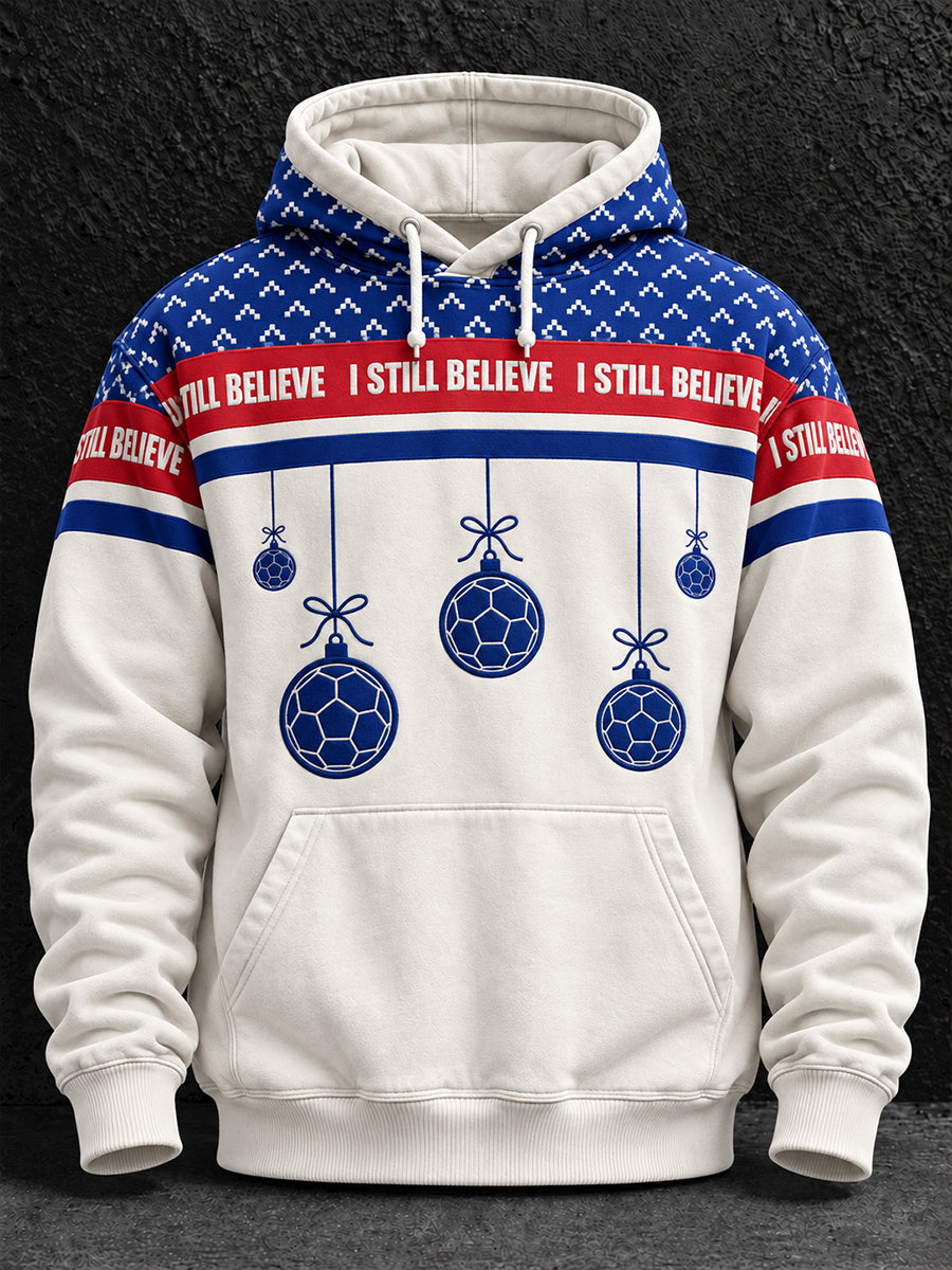 Men's UK Football Lover Christmas Art Printed Hoodie