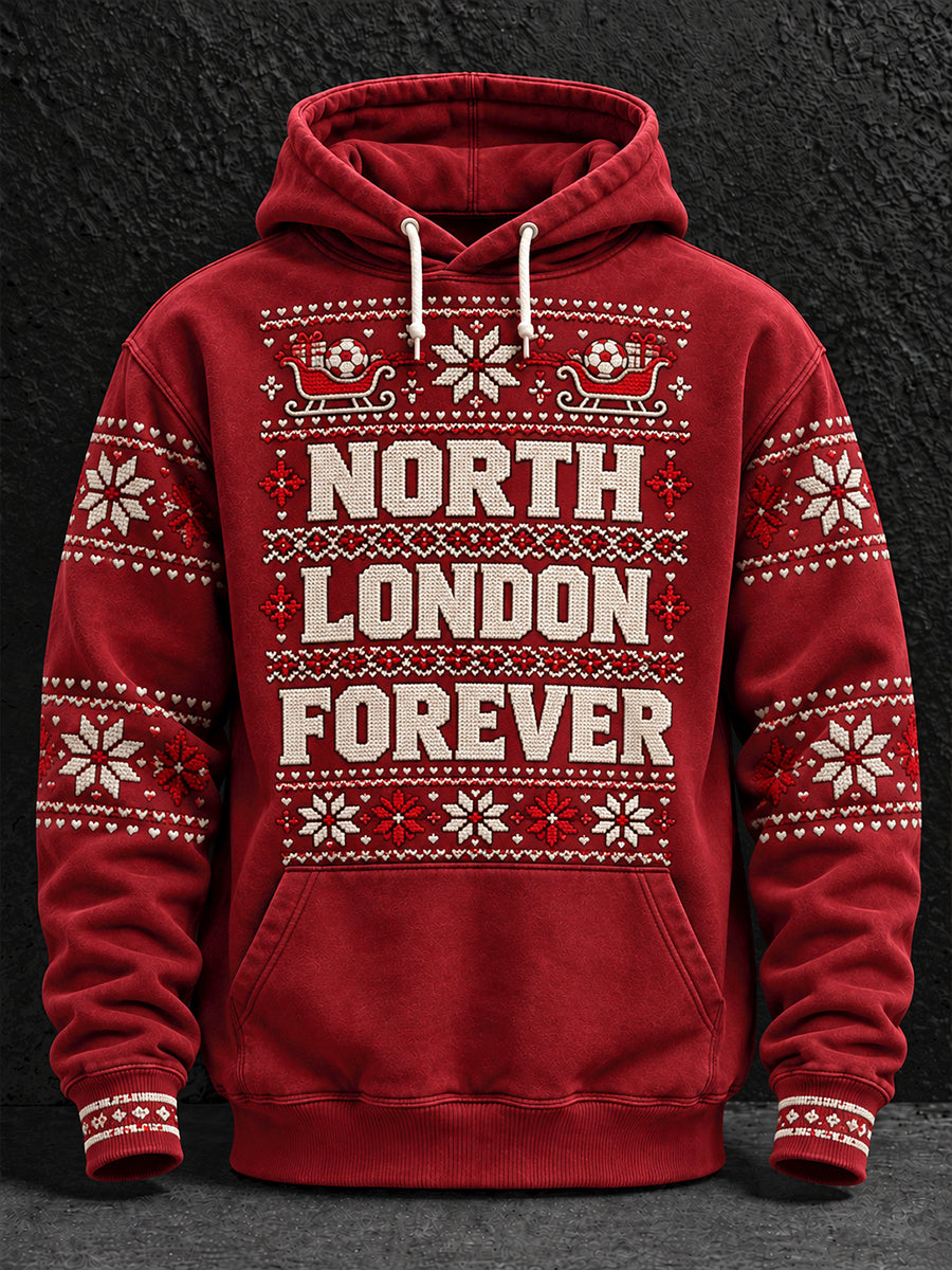 Men's UK Football Lover Christmas Art Printed Hoodie