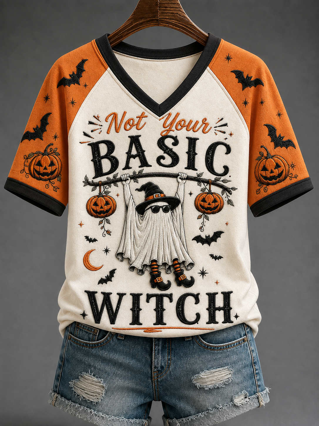 Women's Not Your Basic Witch V-neck Off-shoulder Short-sleeved T-shirt