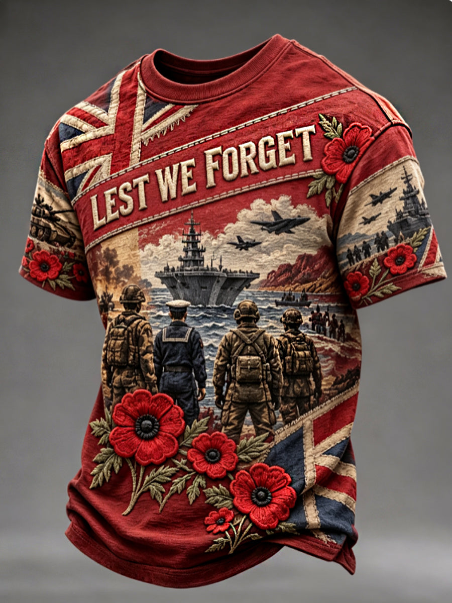Men's Remembrance Day Lest We Forget Short Sleeves T-shirt