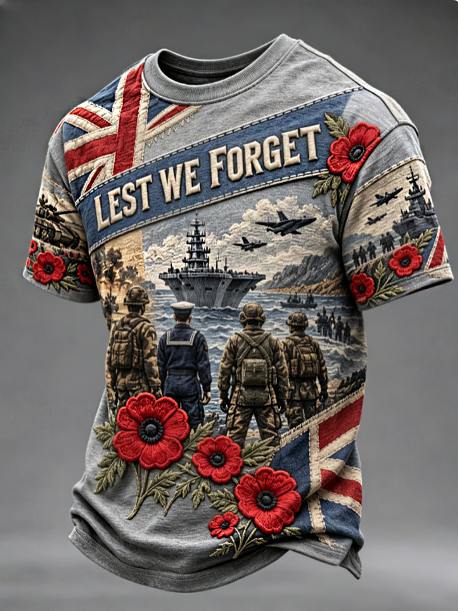 Men's Remembrance Day Lest We Forget Short Sleeves T-shirt