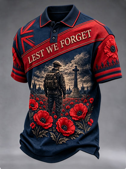 Men's Remembrance Day Lest We Forget polo shirt