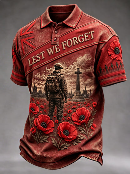 Men's Remembrance Day Lest We Forget polo shirt