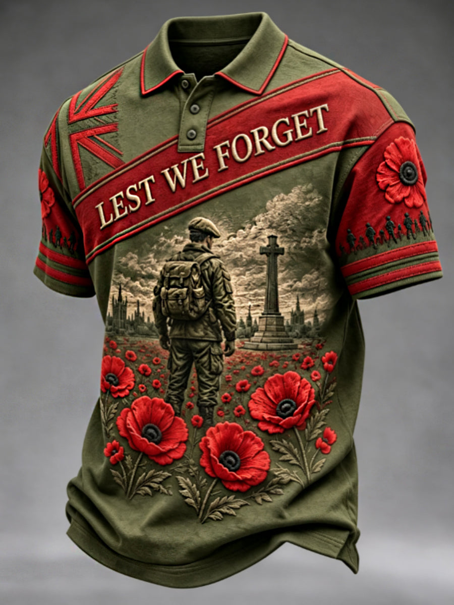 Men's Remembrance Day Lest We Forget polo shirt