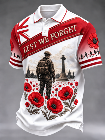 Men's Remembrance Day Lest We Forget polo shirt