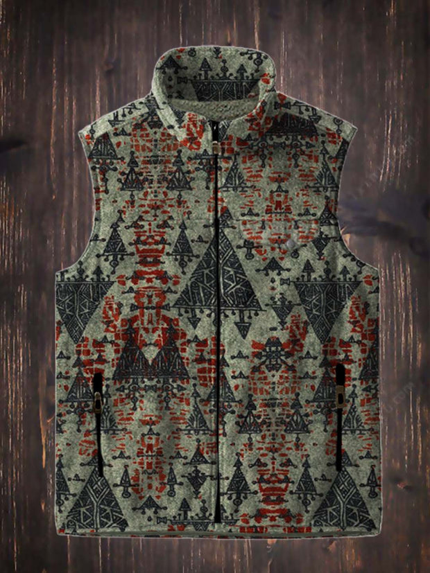 Men's fashion trend ethnic pattern printed flannel vest