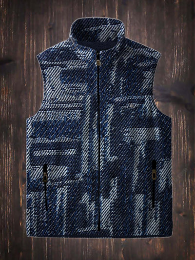 Men's fashion denim patchwork printed flannel vest